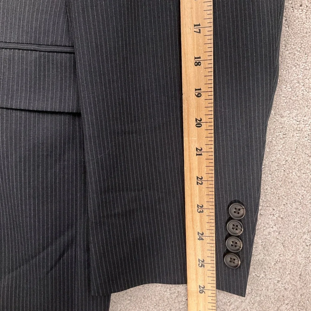 Lauren Ralph‎ Lauren Blazer Mens 44R Charcoal Pinstripe Double Breasted Jacket